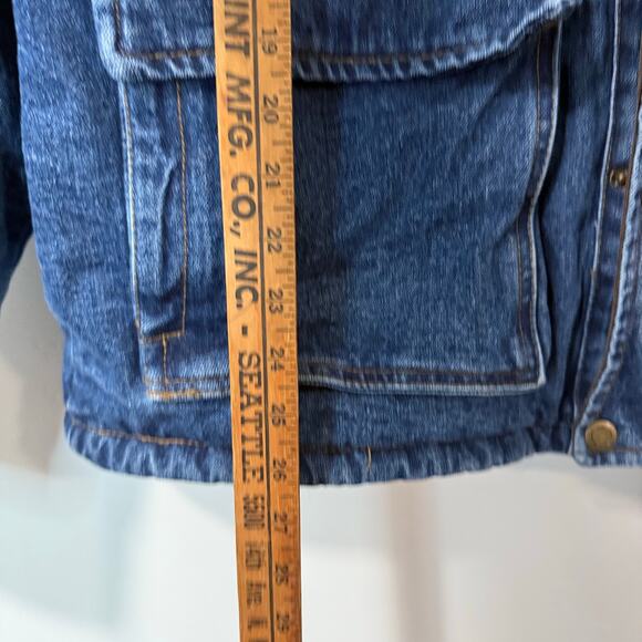 Wrangler Men's Sherpa Lined Denim Jacket Chore Coat Barn Field Cargo Blue XL - Picture 8 of 9